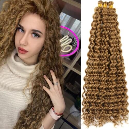 Full Star 20 inch Curly Deep Wave Twist Crochet Hair Synthetic Braiding Hair Curly Wave Extensions For Black Women Crochet Hair