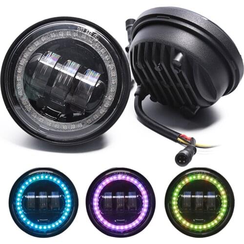 4.5 inch LED Foglights Projector Auxiliary Moto Headlight Motorcycle Passing Fog Light Lamps With DRL For FLHTCU FLSTC FLHRC