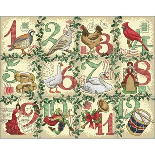 Christmas 12th patterns Counted Cross Stitch 11CT 14CT 18CT DIY Chinese Cross Stitch Kits Embroidery Needlework Sets