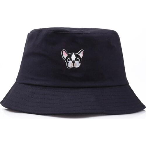 New cute puppy embroidered fisherman hat spring and summer personality basin hat outdoor travel shade men and women hat