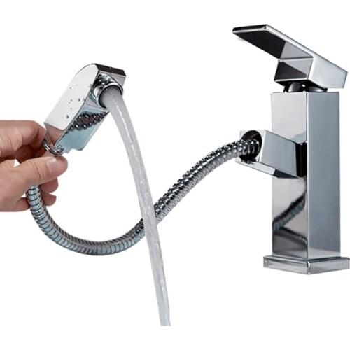 LASO Washbasin faucet hot and cold square pull out faucet black Chrome Sink Mixer Tap Vanity Water mixer tap Bathroom Faucet