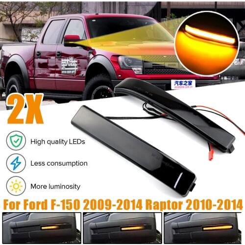 LED Side Fender Dynamic Turn Signal Light Marker Lamp For Ford F-150 F150 2004-2014 Raptor Expedition For Lincoln Mark LT