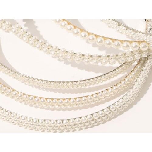 2021 New Women Elegant Full Pearls Headbands Sweet Headband Hair Bundle Lady Hair Hoops Fashion Accessories