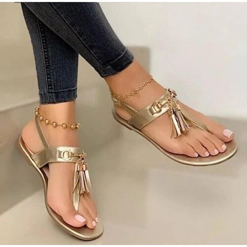 2020 Tassel Sandals Women Summer Beach Shoes Clip-toe Fringe Roman Sandals Women Casual Shoes Ladies Flats Plus Size 35-43