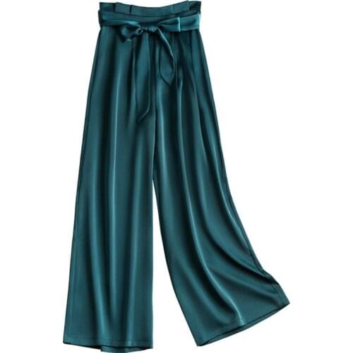 Korean Fashion Texture Silky Wide-leg Pants Women 2021 Streetwear Summer High-waist Straight Thin All-match Satin Long Trousers