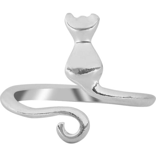 Personality Simple Kitten Shape Boho Style Neo-gothic Punk Metal Alloy Ring Ladies Fashion Charm Jewelry