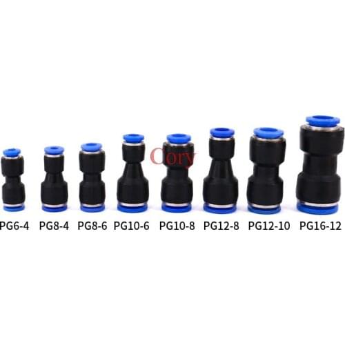 1PC PG6-4/ 8-6/10-8/12-10/8-4/10-6/12-8/16-12mm Plastic through reducing diameter Pneumatic Push to Connect Air Connector CZYC