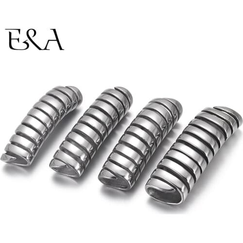 2pcs Stainless Steel Curved Flat Tube Beads Mirror Polish Hole 8*4mm Slide Charms for Bracelet Jewelry Making DIY Accessories