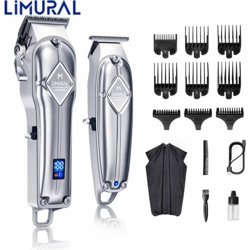 Professional Limural USB Charging Hair Clipper Cordless Shaver Electric Beard Trimmer Grooming Kit with LED Display for Men