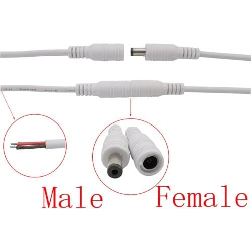 5.5*2.1mm DC Plug Socket Connectors 5.5 x 2.1mm DC Power Male Female Jack Pigtail Cable Wire Connector for 3528 5050 LED Light