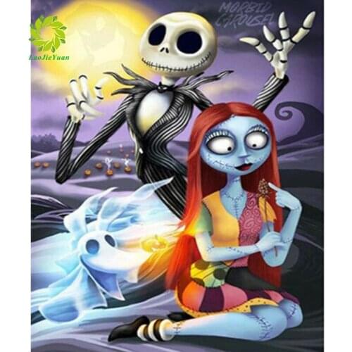 Diy diamond embroidery full pebble round diamond kit cross stitch Halloween Couple diamond painting home decoration