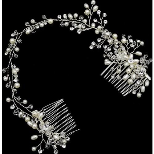 Color Simulated Pearl Bridal Hair Comb Crystal For Girls Wedding Hair Accessories Bride Hair Jewelry Headpiece Tiara