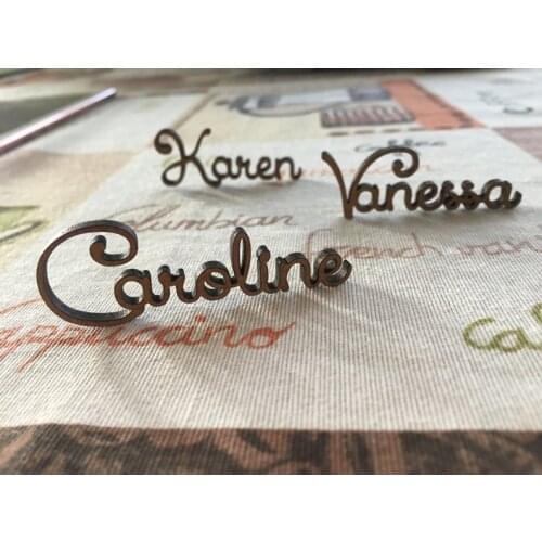 Wooden place cards laser cut names Personalized plate Wood wedding tags Place name settings Custom babys first ornament Rustic