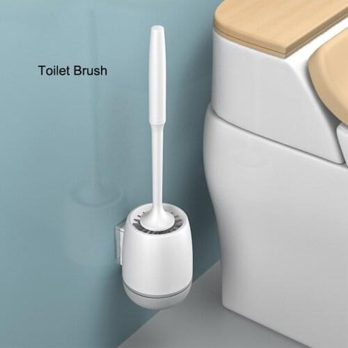 TPR Toilet Brush Head Holder Toilet Wall-mounted or Floor-Standing Household Cleaning Bathroom Accessories