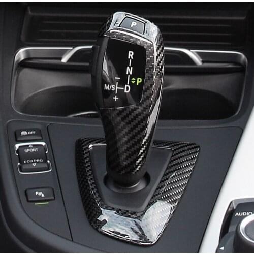 For BMW 1 2 3 4 5 Series F10 F18 F20 F30 F15 F16 F25 F26 Car Gear Head Shift Knob Cover Handbrake Grip Carbon Texture Shell