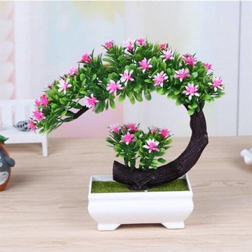 Artificial Plants Bonsai Small Tree Pot Plastic Plants Fake Flowers Potted Ornaments For Home Hotel Garden Decoration Plant