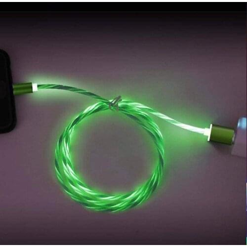 1m Magnetic Flowing Light LED Cable Micro USB Type C Fast Charging Wire Cord For Huawei Samsung Android Phone Charger Cables