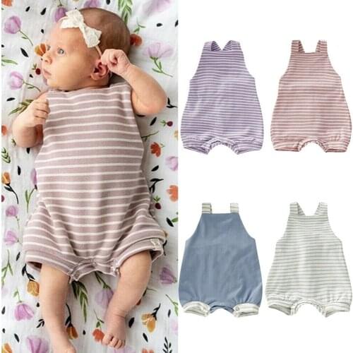 New Baby Girl Boy Stripe One-Pieces Bodysuits Jumpsuit Summer Outfits Sunsuit