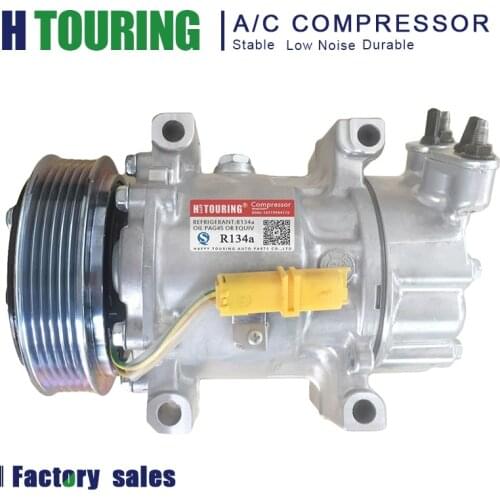 Sanden sd6v12 AC compressor For PEUGEOT 206 307 PARTNER 9655191580 9655191680 9684480480 6453JL 6453JP 6453KS 6453LF 6453LH