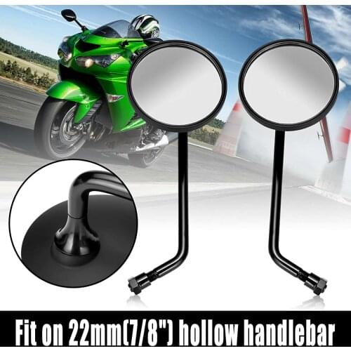 Round Motorcycle Rearview Side Mirrors for Harley Davidson Sportster Ryca ABS Rear View Mirrors Universal For 22mm(7/8") Motors