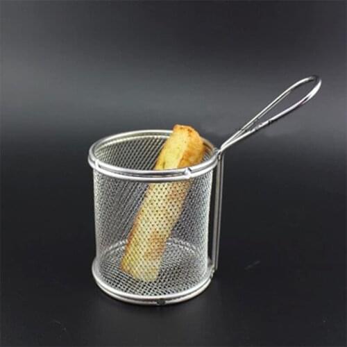 Hot Sell Single Serving Fry Basket Stainless steel Wire Mesh Noodle Strainer Round chips Strainers Woven Wire Mesh Fries Basket