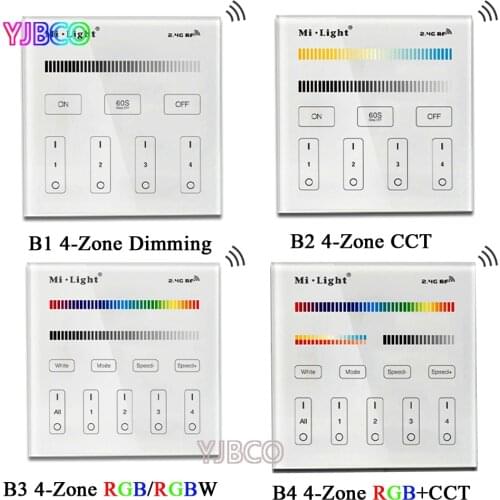 Miboxer B1/B2/B3/B4 2.4G 4-Zone Smart Touch Panel led Dimmer Controller for RGB/RGBW/CCT Brightness led strip light