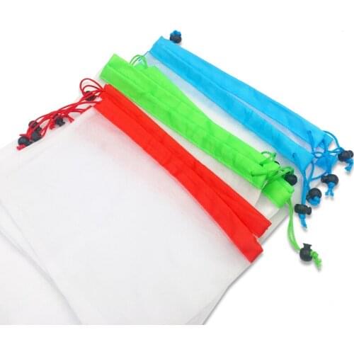 Reusable Mesh Produce Vegetable Bags Washable Bags for Grocery Shopping Storage Fruit Toys Sundries Bag 12pcs/lot