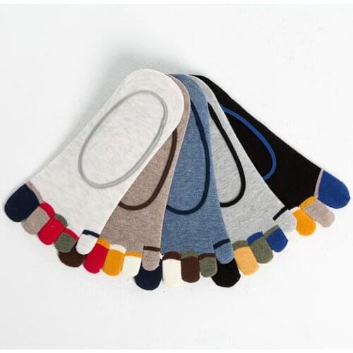YZ-S-HS-0019 Mens cotton boat socks, five finger socks, mens low top, thin, shallow top, invisible, split toe socks
