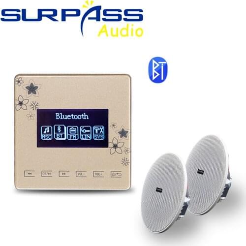 Mini Wall Amplifier Bluetooth Home Audio System FM Radio Preamplifier Touch Key Background Music Ceiling Speaker Amp Power 2*15W