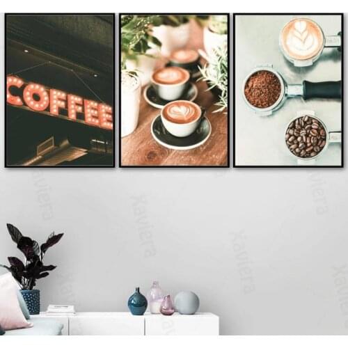 Nordic Neon Coffee Wall Art Poster Cappuccino Hd Picture Modern Minimalist Fashion Canvas Painting Decorative Restaurant Murals