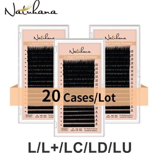 NATUHANA 20Cases/lot 8~15mm Mixed L L+ LC LD Curl Matt Eyelash Extension PBT Mink LD Eyelashes for Grafting L Shaped lashes