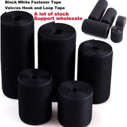Hook Loop Wholesale 25Meter/Pair 16-100mm Adhesive Hook and Loop Fastener Tape Sew-On Accessories Black White Magic Tape No Glue