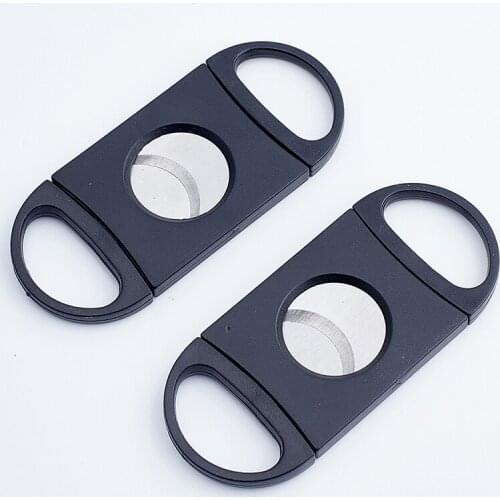 Plastic V Cut Stainless Steel Blade Cigar Cutter Sharp Sigaar Cutting Tool Cigars Guillotine Pocket Zigarren Cutter Black/ White