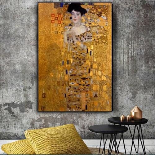 Portrait Of Adele Bloch Canvas Paintings On The Wall Gustav Klimt Kiss Paintings Reproductions Canvas Prints For Living Room