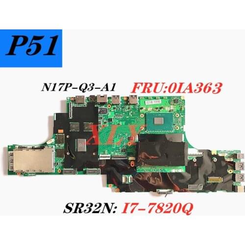 Processor I7-7820H for Lenovo P51 notebook motherboard DP510 NM-B041 FRU 01AV363 DDR4 function test free shipping