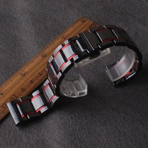 Polished Ceramic Watchband for Watch 6 SE 5 4 42mm 38mm 40MM 44MM Watchbands Bracelets Straps for iWatch Series Black with Red