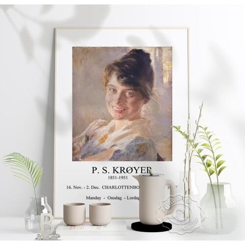 Peder Severin Kroyer Retro Poster, Portrait Of Wife Marie Wall Decor, Danish Impressionism P.S. Kroyer Home Art Wall Decor Gift