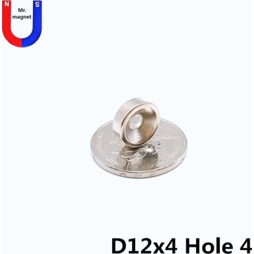 100pcs 12*4-4 12x4 Super Strong Round Neodymium Countersunk Ring Magnets 12mm x 4mm Hole: 4mm N35 Neodymium Magnet free shipping