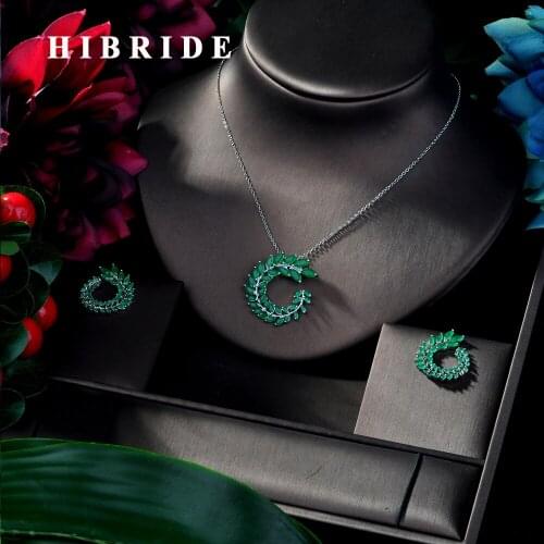 HIBRIDE Wedding Jewelry Sets ,Cubic Zircon Bridal Earrings Necklace sets,Promotion,Nickel Free, Factory price N-193