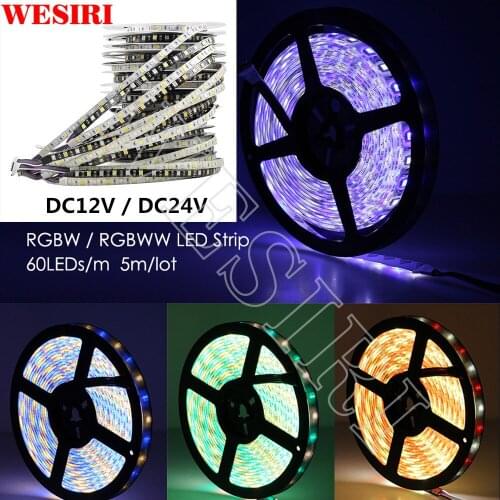 5050 RGBW Mixed Color LED Strip DC 12V / 24V Flexible LED Light RGB+White / RGB+Warm White 60 LED/m IP30/IP65/IP67 5m/lot