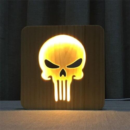 LED Wood Night Light Novelty lights skull Luminaria design led Table Lamp great Gift lava Lamp Decoration Christmas bedroom lamp