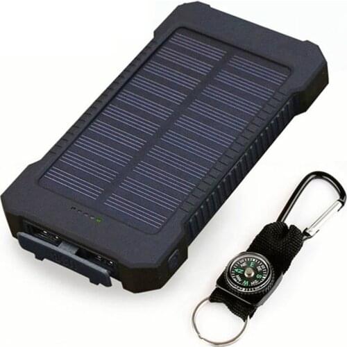 10000mAh Portable External Battery Power bank LED SOS Flashlight FAST Charging Solar Powerbank For smart Mobile Phone
