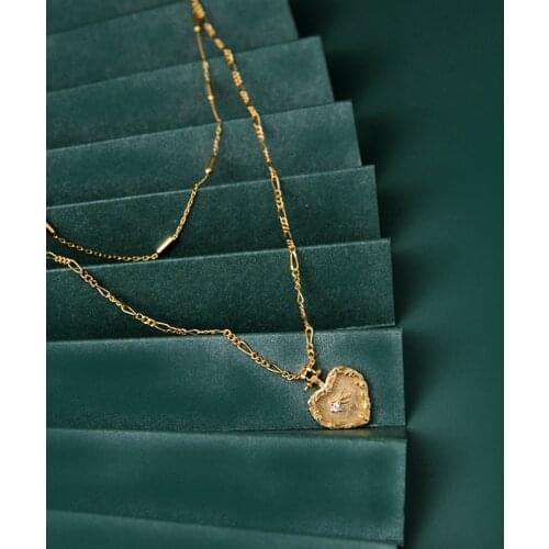 Korean S925 Sterling Silver Necklace ins cold wind love double layer Necklaces for women female niche design simple fine jewelry