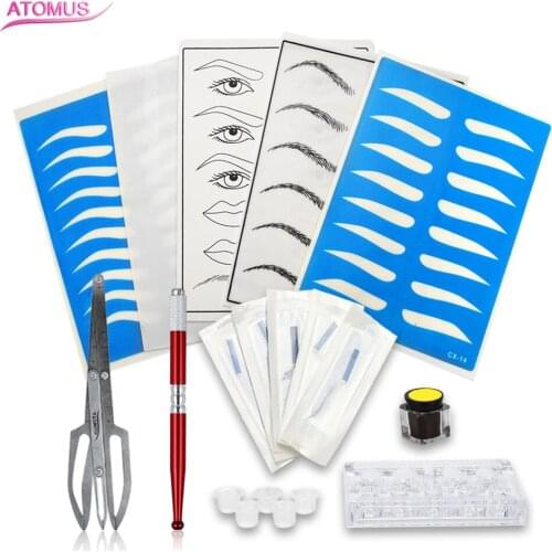 1 Kit Tebori Microblading Practice Leather Skin Ruler De Tinta Para Sobrancelha Definitiva Fake Tattoo Kit Pen Tatouage Sourci