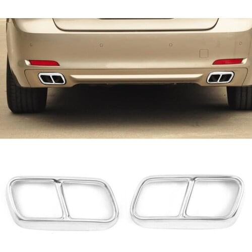1 Pair Rear Exhaust Muffler Pipe Tips Cover Tirm Silver Stainless Steel Fit For BMW 7 Series F01 2009 2010 2011 2012 2013 2014