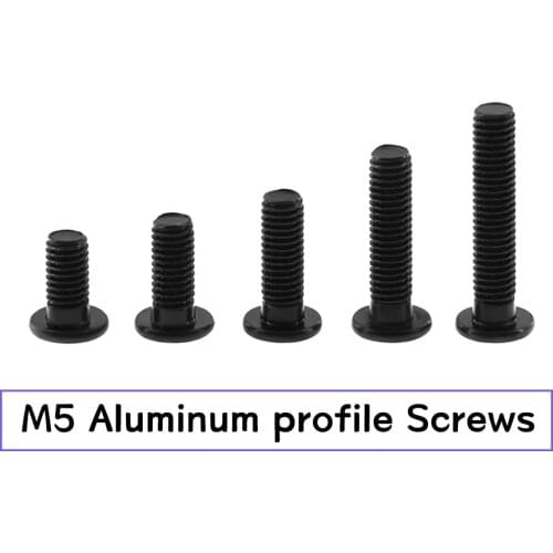 10pcs/lot 3D Printer Parts M5 Low Profile Screws M5*8/10/12/15/20/25mm black color M5 Low Profile Screws for Engraving Machine