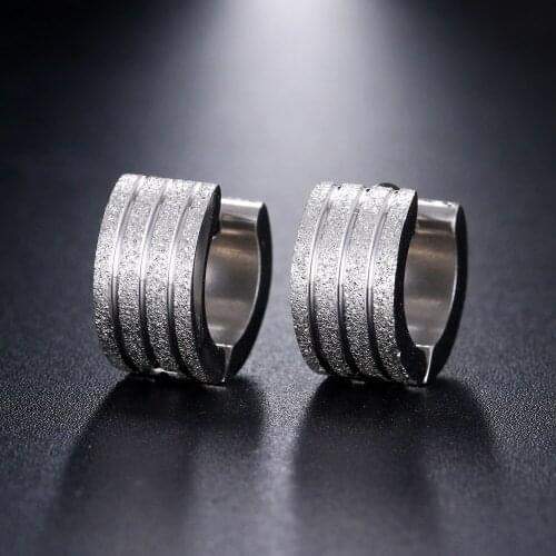 2019 Gothic Women Round Black Gold Stainless Steel Stud Earrings for Male Punk Earings Jewelry Boucles D'oreilles