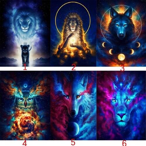 5D Diy Full Square Round Diamond Painting Animal Wolf Lion Cross Stitch Diamond Embroidery Mosaic Handicraft Home Decor