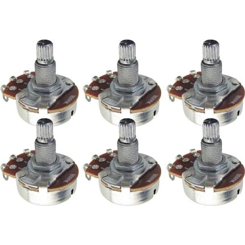 6pcs Full Size Long Split Shaft Guitar Potentiometers B500K Linear Taper Pots Volume Tone Control for Guitar Bass