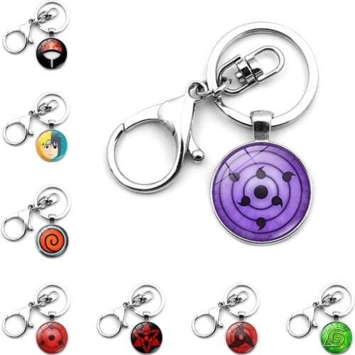 Rinnegan Eyes Anime Crystal Keychain Metal Lobster Buckle Jewelry Charms Glass Keychain Holder Keyring for Women Cosplay Gifts